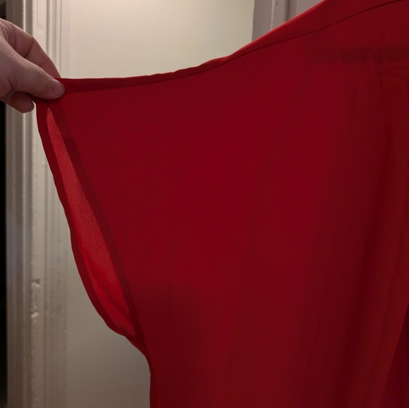 Lane Bryant red, tie front blouse, size 26 - Picture 3 of 11